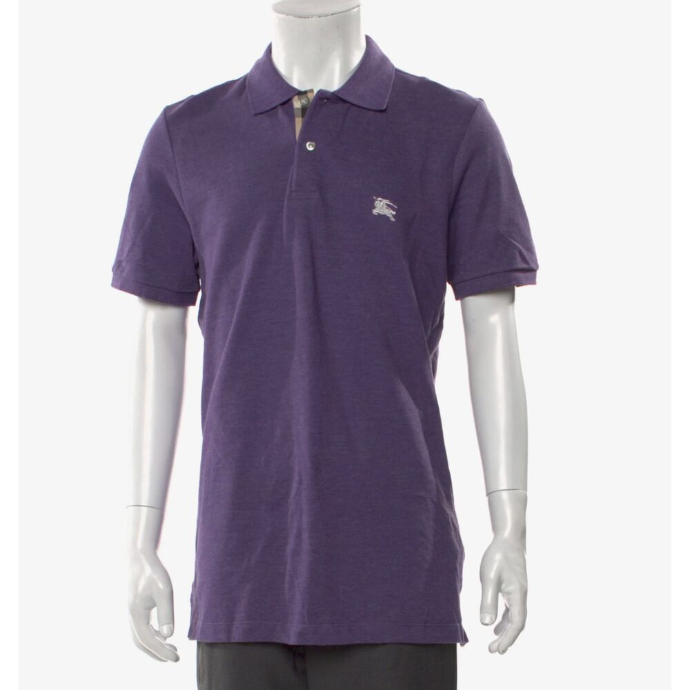 Purple Burberry Brit Polo Collared Shirt Men